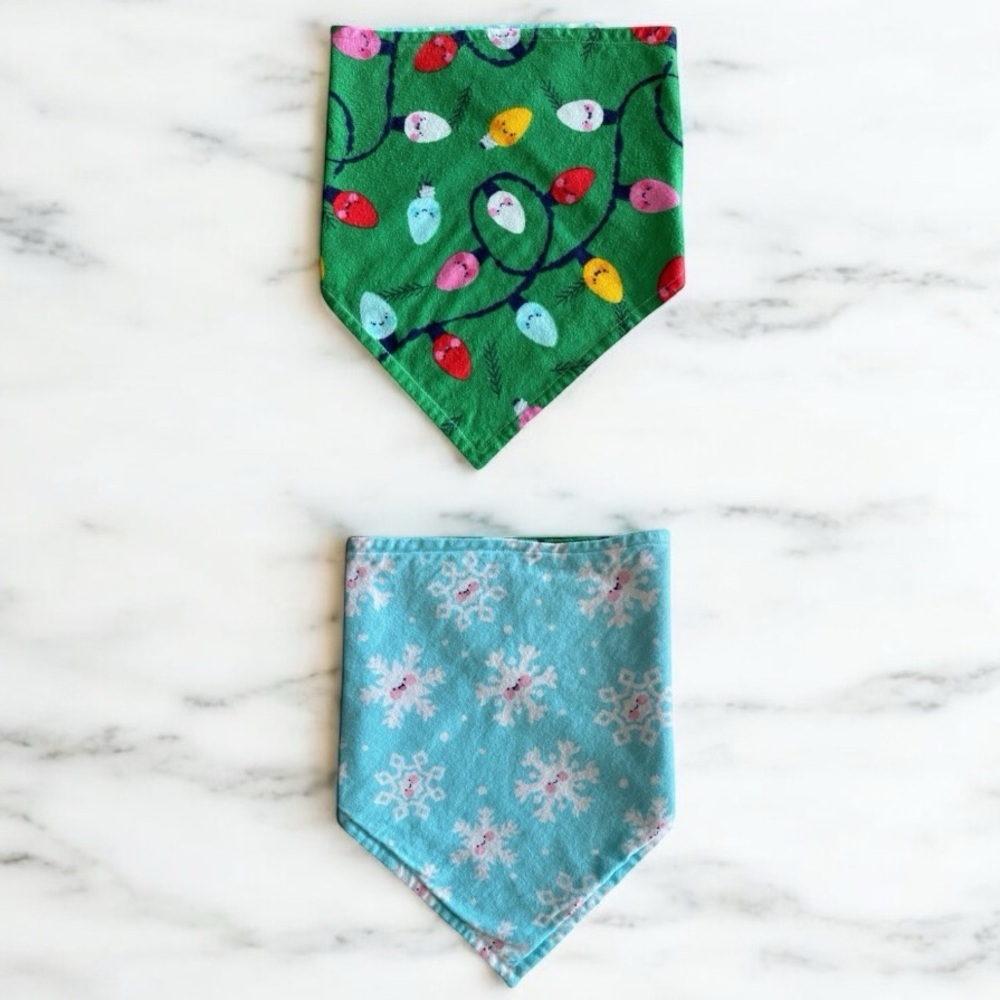 DOG Bandana - Christmas Lights & Snowflakes - Size L Large